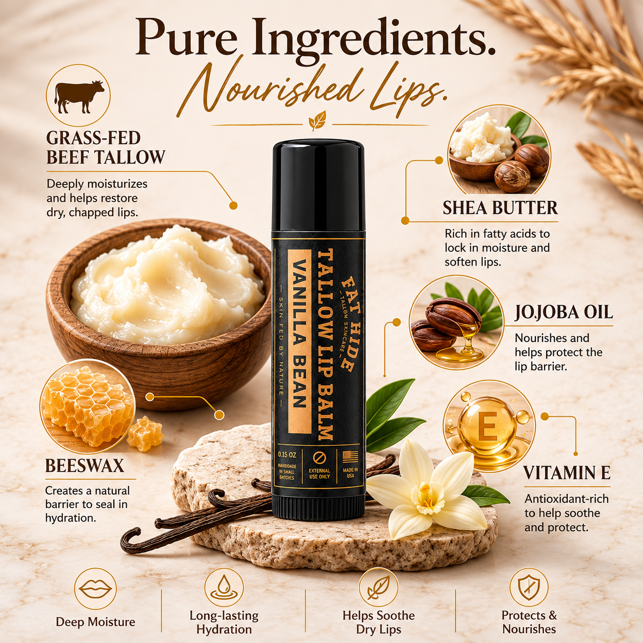 Vanilla Bean - Tallow Lip Balm