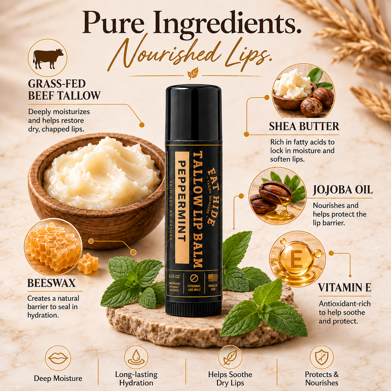 Peppermint - Tallow Lip Balm